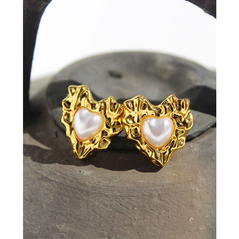 wholesale Collar de clavícula de perla de corazón de oro de cobre